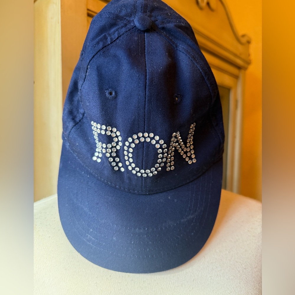 Navy Cap with Rhinestone Letters